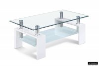 Table basse design coloris blanc laqué avec plateau en verre