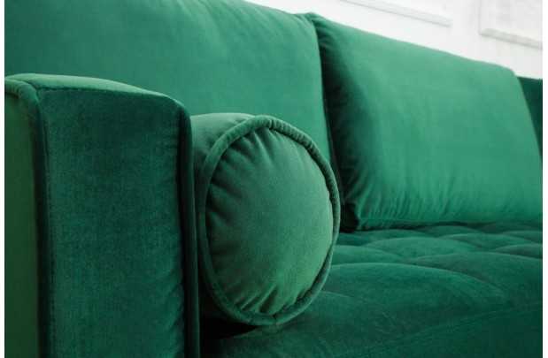 Canapé d'angle en velours coloris vert 260cm (Montable à gauche + à droite)