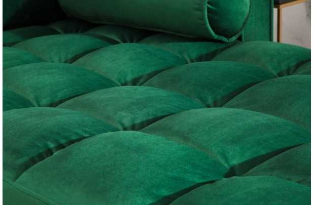 Canapé d'angle en velours coloris vert 260cm (Montable à gauche + à droite)