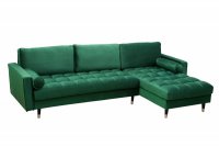 Canapé d'angle en velours coloris vert 260cm (Montable à gauche + à droite)
