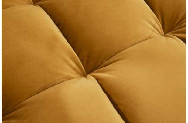 Canapé d'angle en velours coloris jaune moutarde 260cm (Montable à gauche + à droite)