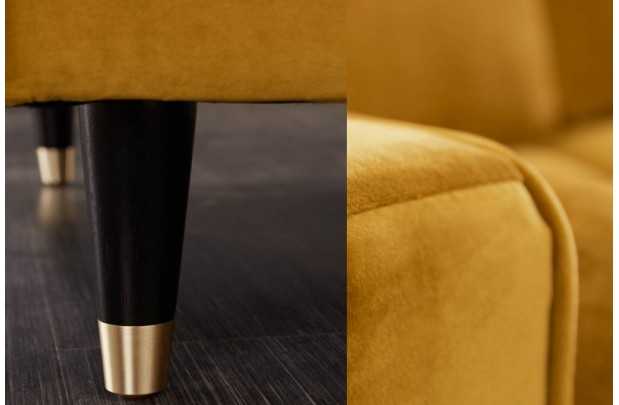 Canapé d'angle en velours coloris jaune moutarde 260cm (Montable à gauche + à droite)