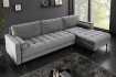 Canapé d'angle en velours coloris gris 260cm (MONTABLE À GAUCHE + À DROITE)