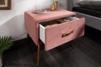 Table de chevet design de 45cm avec tiroir rose