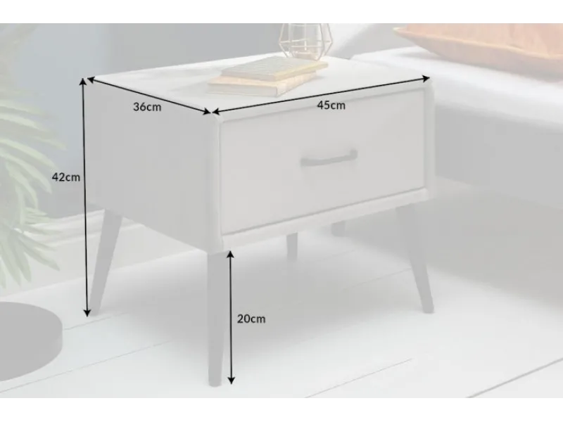 Table de chevet design de 45cm avec tiroir gris clair