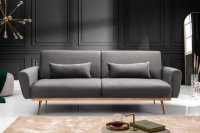 Canapé-lit contemporain en velours coloris gris