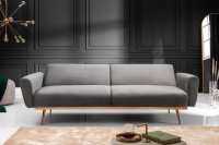 Canapé-lit contemporain en velours coloris gris