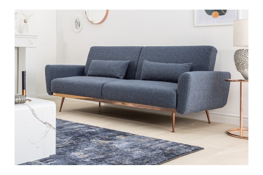 Canapé-lit contemporain en tissu coloris bleu