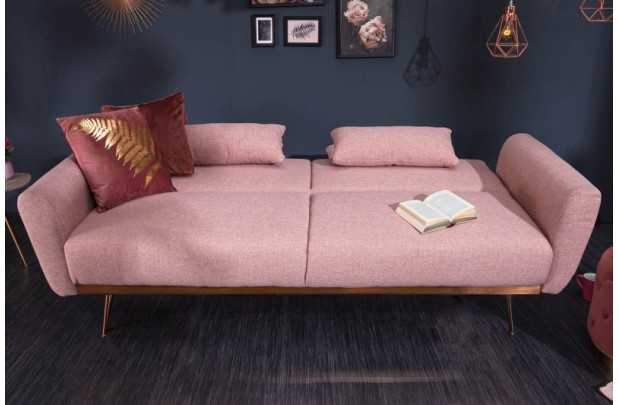 Canapé-lit contemporain en tissu coloris rose