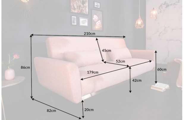 Canapé-lit contemporain en tissu coloris rose