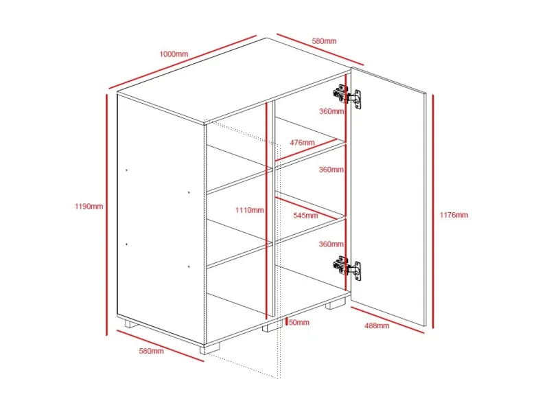Armoire classique à 2 portes ouvrantes coloris blanc