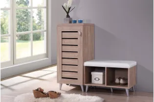 Meuble de rangement coloris blanc, sonoma et gris 2