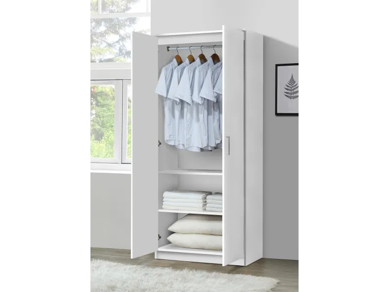 ARMOIRE blanche 2 PORTES avec penderie