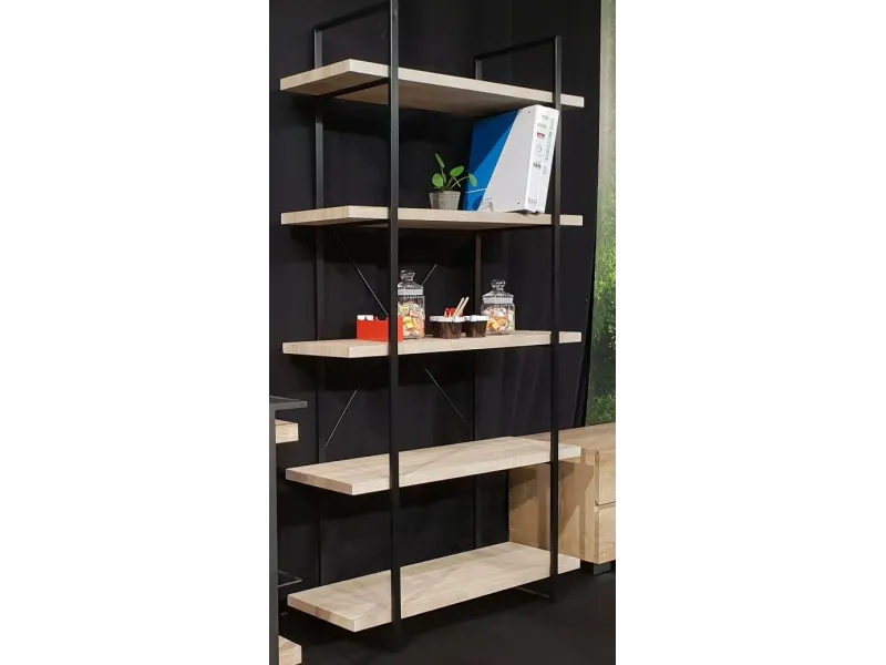 Etagère design industriel 5 planches en bois coloris naturel