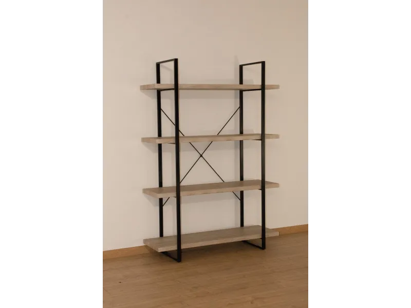 Etagère design industriel 4 planches en bois coloris naturel