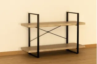 Etagère design industriel 2 planches en bois coloris naturel 2