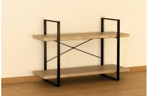 Etagère design industriel 2 planches en bois coloris naturel