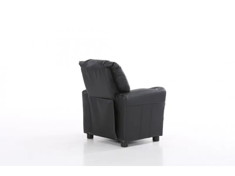 Mini Fauteuil relax relevable revêtu en simili cuir noir