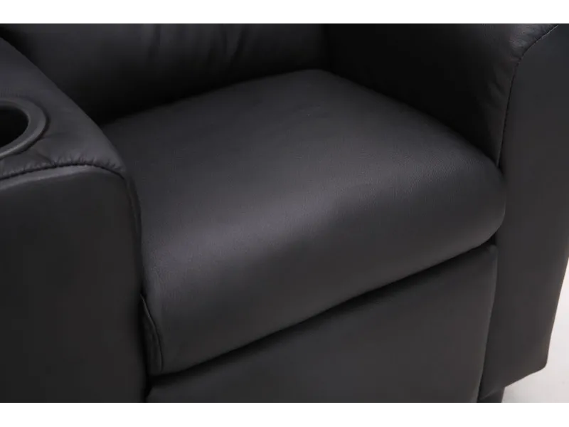 Mini Fauteuil relax relevable revêtu en simili cuir noir