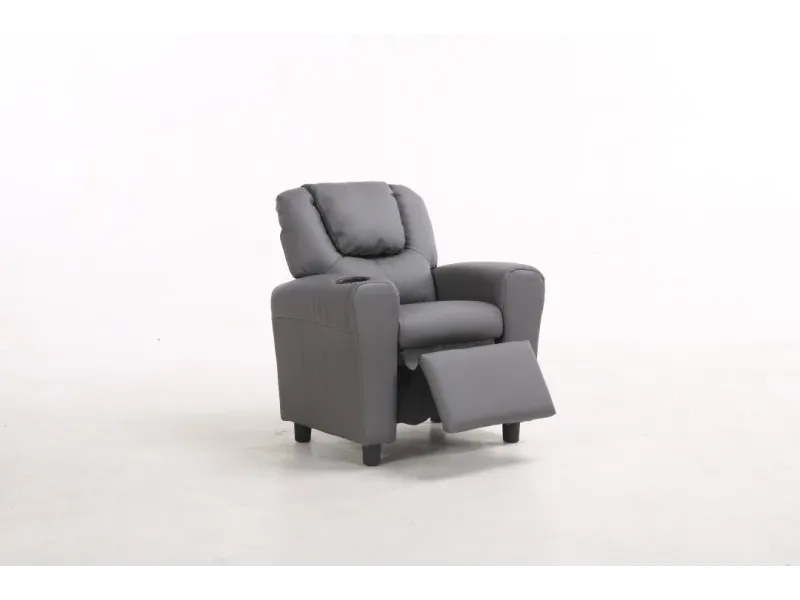 MINI FAUTEUIL RELAX RELEVABLE REVÊTU EN SIMILI CUIR coloris gris