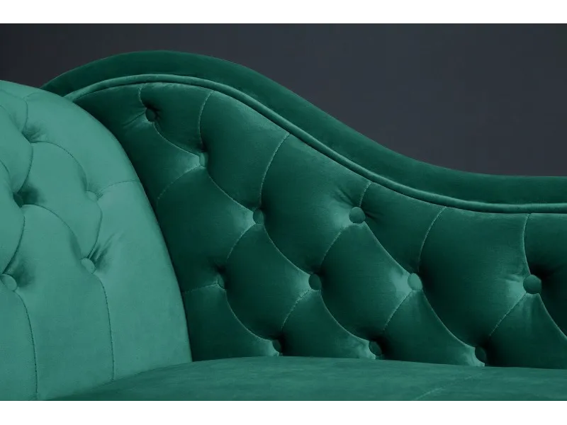Méridienne design Chesterfield capitonné en velours coloris vert émeraude