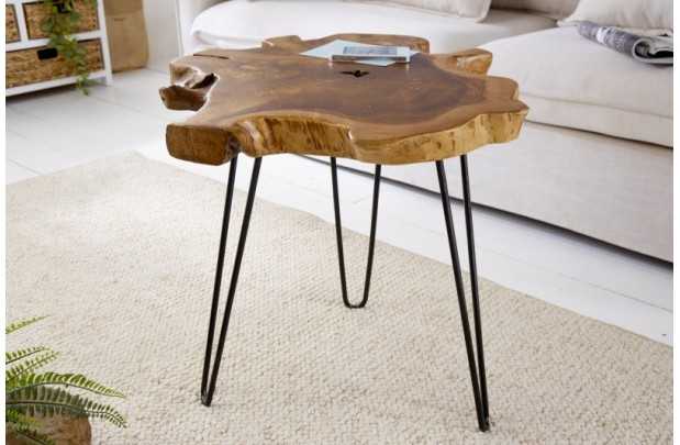 Table basse 55cm design tronc d'arbre coloris naturel