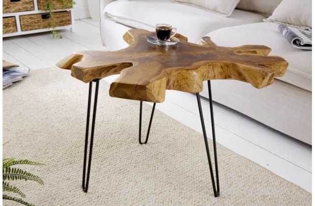 Table basse de 60cm design tronc d'arbre coloris naturel
