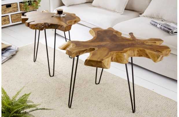 Table basse de 60cm design tronc d'arbre coloris naturel