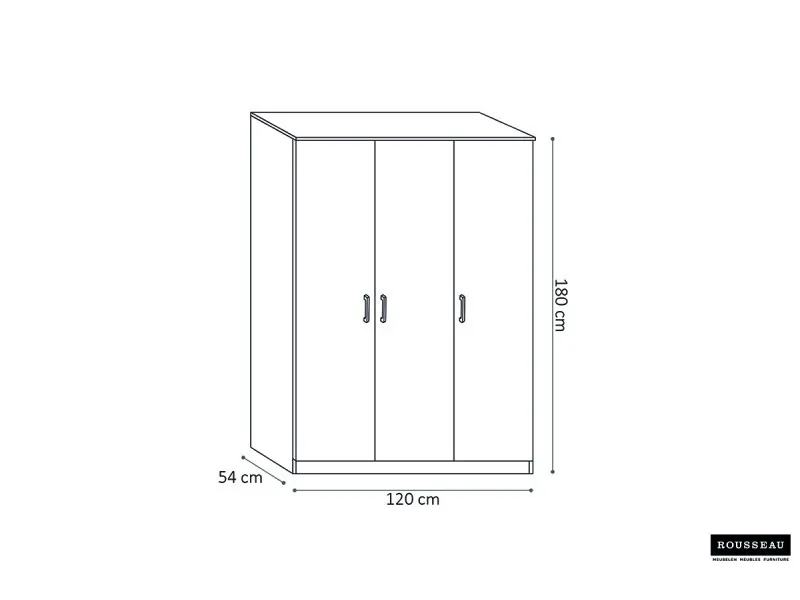 ARMOIRE 3 PORTES avec penderie coloris chêne naturel