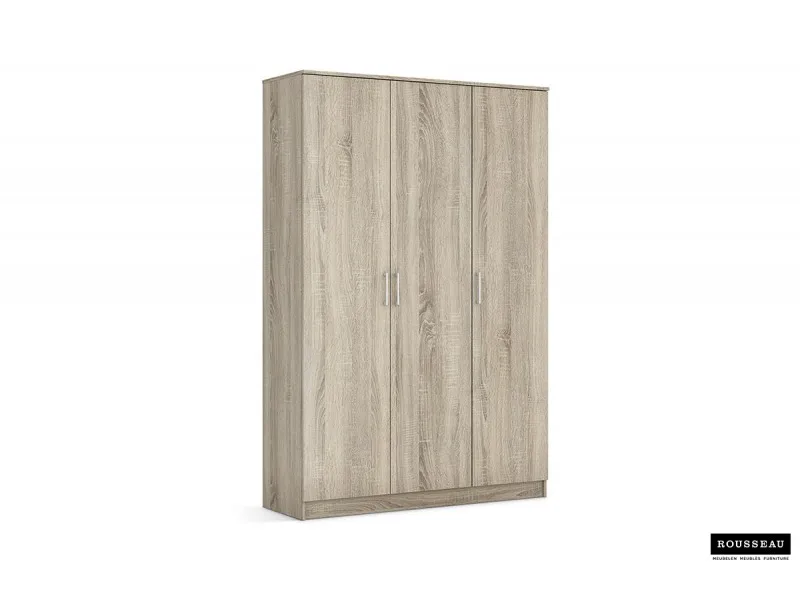 ARMOIRE 3 PORTES avec penderie coloris chêne naturel