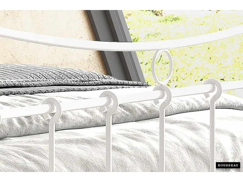 Lit pour adulte de 140x200 cm en métal coloris blanc