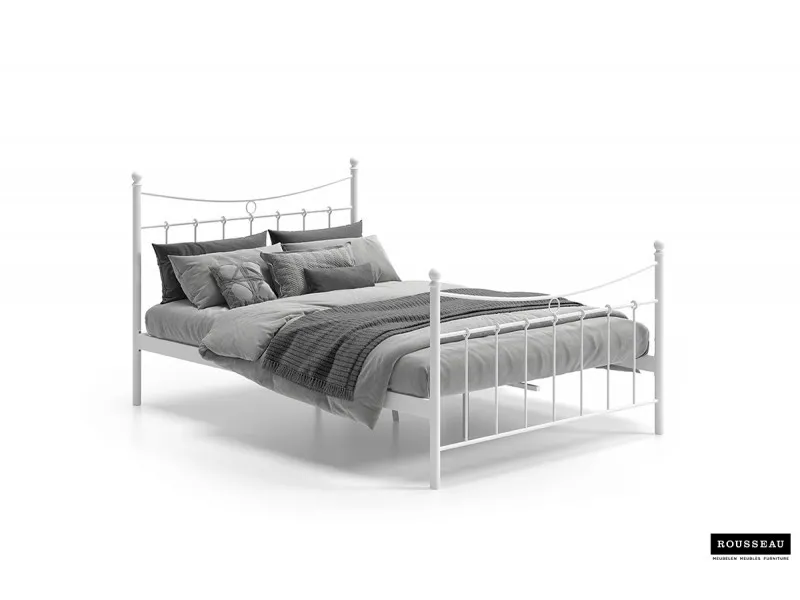 Lit pour adulte de 140x200 cm en métal coloris blanc