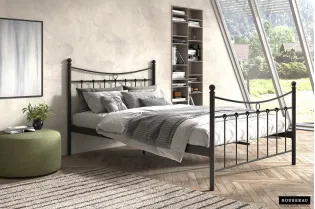 Lit pour adulte de 140x200 cm en métal coloris noir