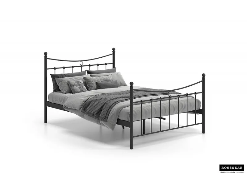 Lit pour adulte de 140x200 cm en métal coloris noir