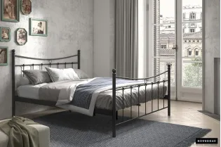Lit design adulte de 160 x 200 cm en métal coloris noir