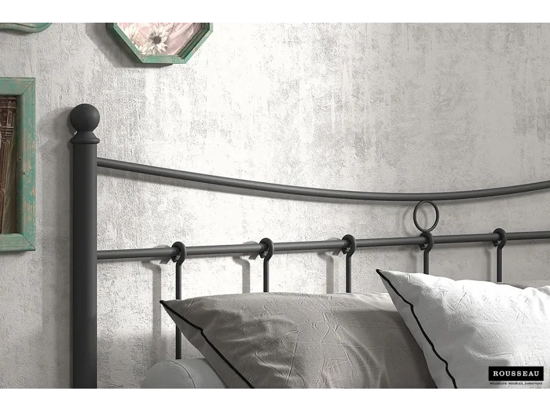 Lit design adulte de 160 x 200 cm en métal coloris noir