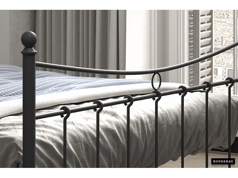 Lit design adulte de 160 x 200 cm en métal coloris noir