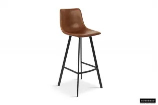 Tabouret de bar design en similicuir coloris Cognac 2