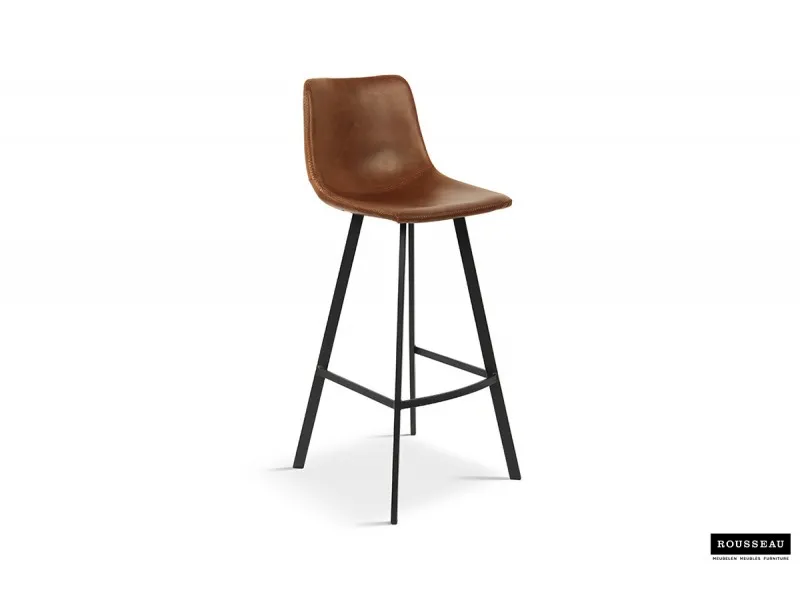 Tabouret de bar design en similicuir coloris Cognac