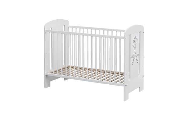 Lit bébé 60x120 cm hêtre massif réglable coloris blanc