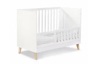 Lit bébé 60x120 cm hêtre massif réglable coloris blanc et chêne