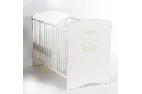 Lit bébé 60x120 cm Prince hêtre massif réglable coloris blanc et rose