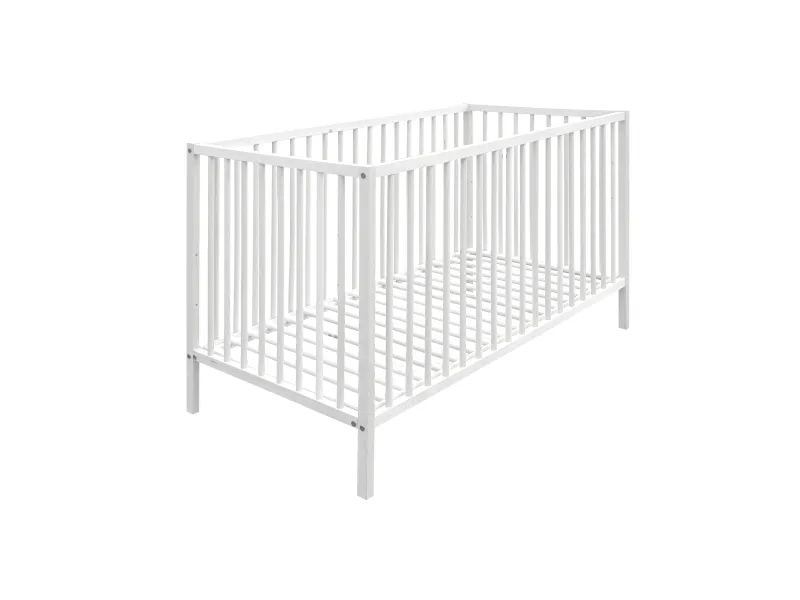 Lit bébé 60x120 cm hêtre massif réglable coloris blanc