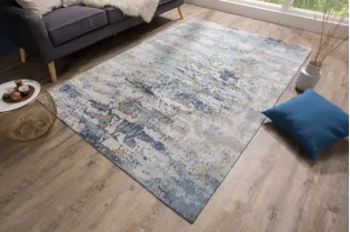 Tapis style rétro de couleur Bleu de 240x160cm