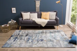 Tapis style rétro de couleur Bleu de 240x160cm 2
