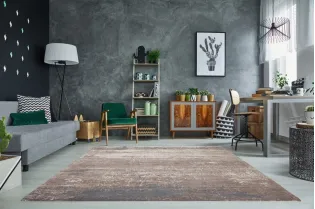 Tapis style rétro de couleur beige gris de 240x160cm