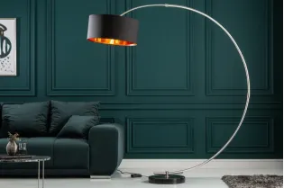 Lampadaire de 180cm extensible en arc  noir et or 2