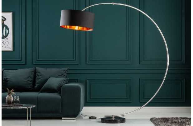 Lampadaire de 180cm extensible en arc  noir et or