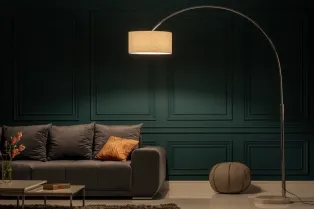 Lampadaire extensible design arc en lin blanc
