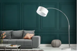 Lampadaire extensible design arc en lin blanc 2